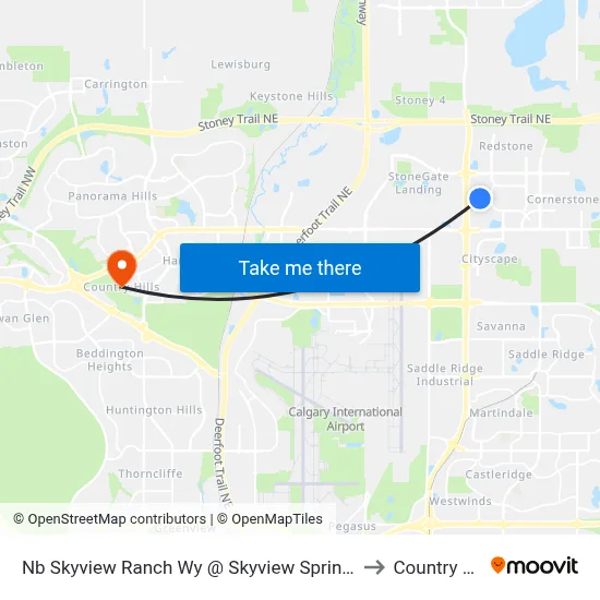 Nb Skyview Ranch Wy @ Skyview Springs Rd NE to Country Hills map