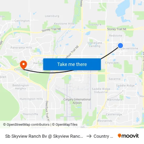 Sb Skyview Ranch Bv @ Skyview Ranch Rd NE to Country Hills map