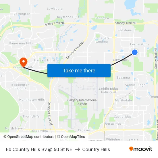 Eb Country Hills Bv @ 60 St NE to Country Hills map