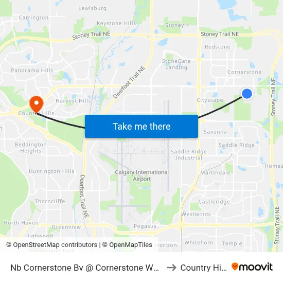 Nb Cornerstone Bv @ Cornerstone Wy NE to Country Hills map