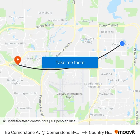 Eb Cornerstone Av @ Cornerstone Bv NE to Country Hills map