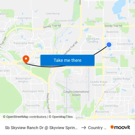 Sb Skyview Ranch Dr @ Skyview Springs Rd NE to Country Hills map