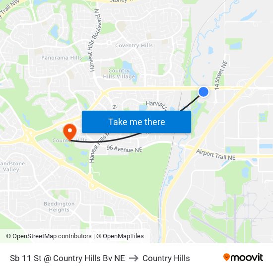 Sb 11 St @ Country Hills Bv NE to Country Hills map