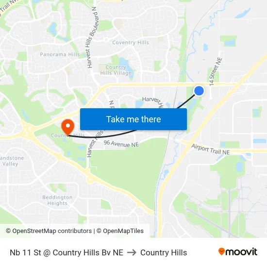 Nb 11 St @ Country Hills Bv NE to Country Hills map