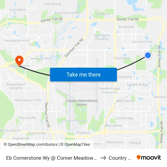 Eb Cornerstone Wy @ Corner Meadows Ga NE to Country Hills map