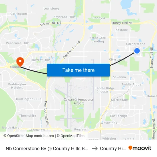 Nb Cornerstone Bv @ Country Hills Bv NE to Country Hills map