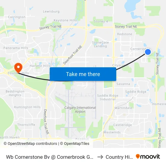 Wb Cornerstone Bv @ Cornerbrook Gr NE to Country Hills map