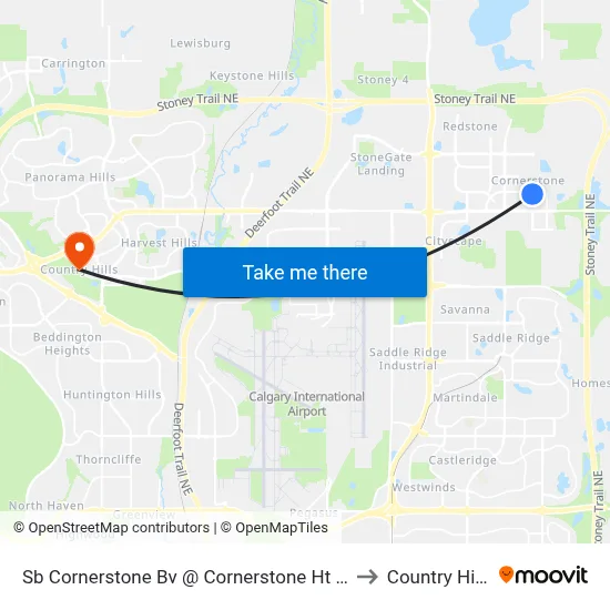 Sb Cornerstone Bv @ Cornerstone Ht NE to Country Hills map