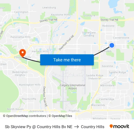 Sb Skyview Py @ Country Hills Bv NE to Country Hills map