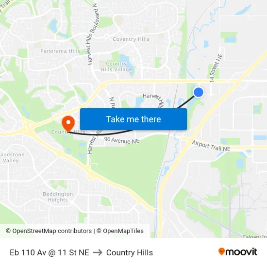 Eb 110 Av @ 11 St NE to Country Hills map