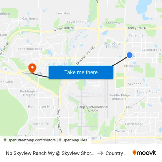 Nb Skyview Ranch Wy @ Skyview Shores Li NE to Country Hills map