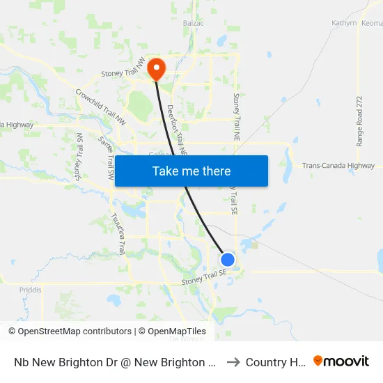 Nb New Brighton Dr @ New Brighton Av SE to Country Hills map