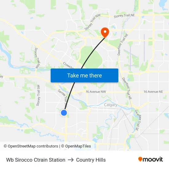 Wb Sirocco Ctrain Station to Country Hills map