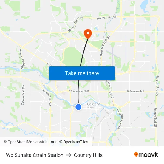 Wb Sunalta Ctrain Station to Country Hills map