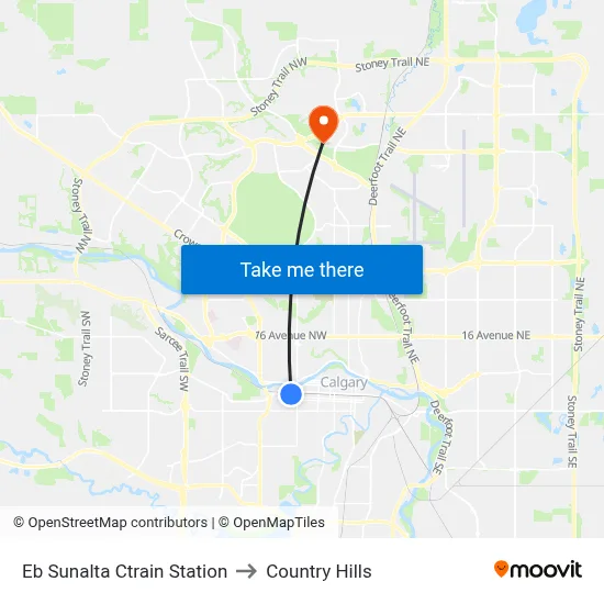 Eb Sunalta Ctrain Station to Country Hills map