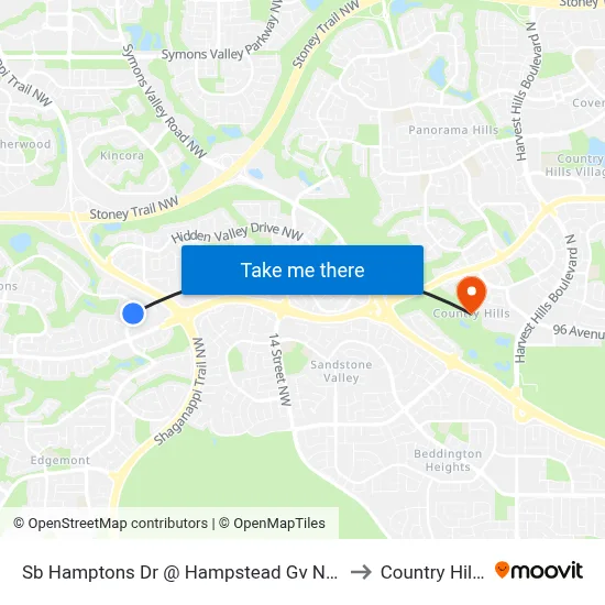 Sb Hamptons Dr @ Hampstead Gv NW to Country Hills map