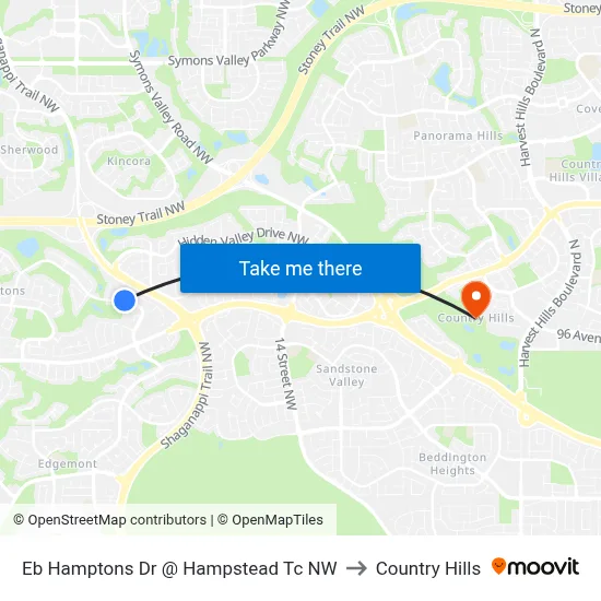 Eb Hamptons Dr @ Hampstead Tc NW to Country Hills map