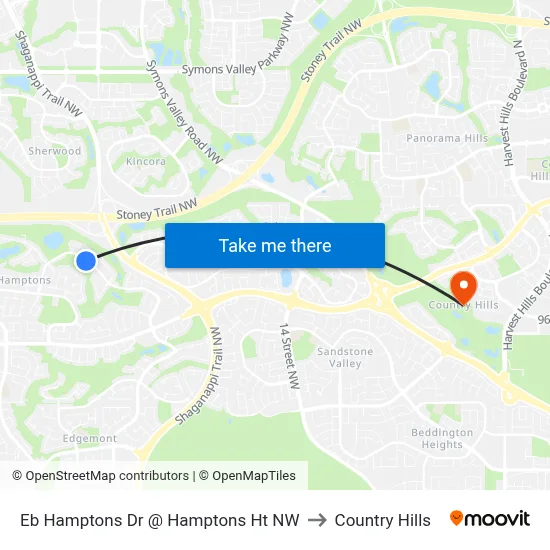 Eb Hamptons Dr @ Hamptons Ht NW to Country Hills map