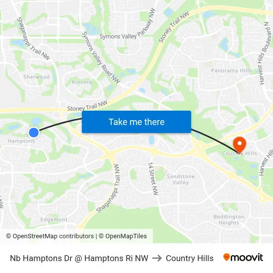 Nb Hamptons Dr @ Hamptons Ri NW to Country Hills map