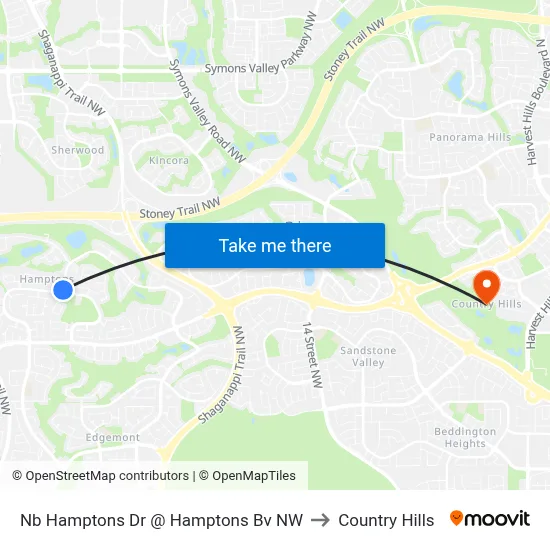 Nb Hamptons Dr @ Hamptons Bv NW to Country Hills map