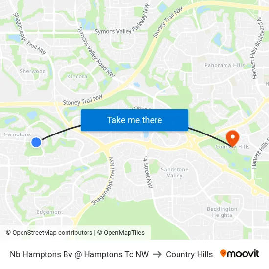 Nb Hamptons Bv @ Hamptons Tc NW to Country Hills map