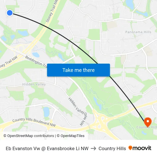 Eb Evanston Vw @ Evansbrooke Li NW to Country Hills map