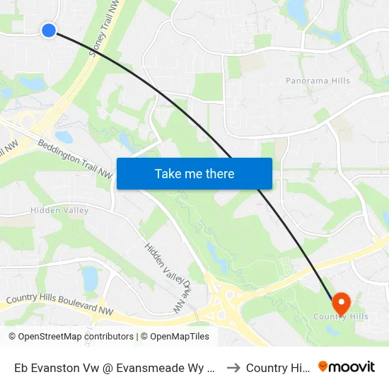 Eb Evanston Vw @ Evansmeade Wy NW to Country Hills map