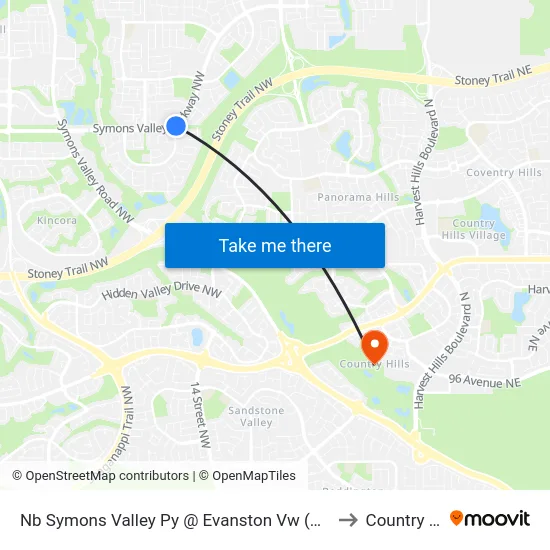 Nb Symons Valley Py @ Evanston Vw (East Leg)  NW to Country Hills map