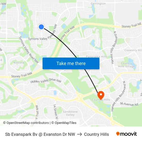 Sb Evanspark Bv @ Evanston Dr NW to Country Hills map