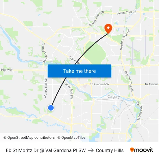 Eb St Moritz Dr @ Val Gardena Pl SW to Country Hills map