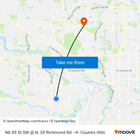 Nb 45 St SW @ N. Of Richmond Rd to Country Hills map