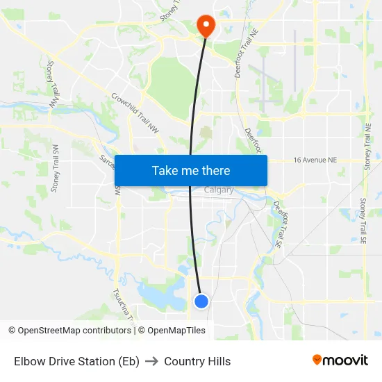 Elbow Drive Station (Eb) to Country Hills map