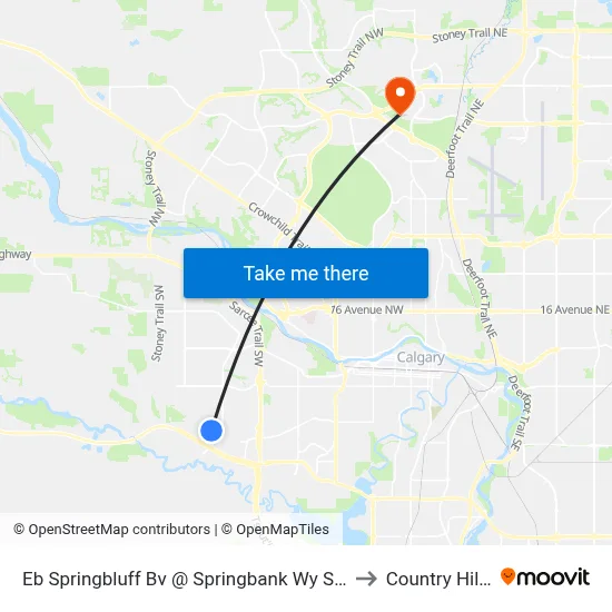 Eb Springbluff Bv @ Springbank Wy SW to Country Hills map