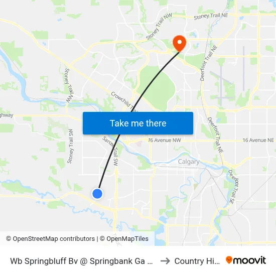 Wb Springbluff  Bv @ Springbank Ga SW to Country Hills map