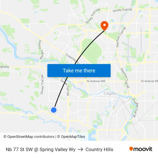 Nb 77 St SW @ Spring Valley Wy to Country Hills map