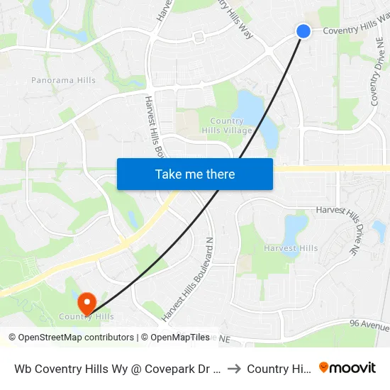 Wb Coventry Hills Wy @ Covepark Dr NE to Country Hills map