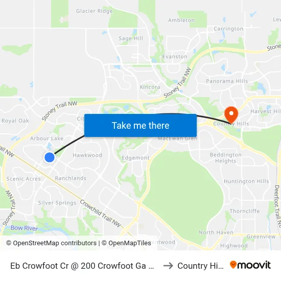 Eb Crowfoot Cr @ 200 Crowfoot Ga NW to Country Hills map