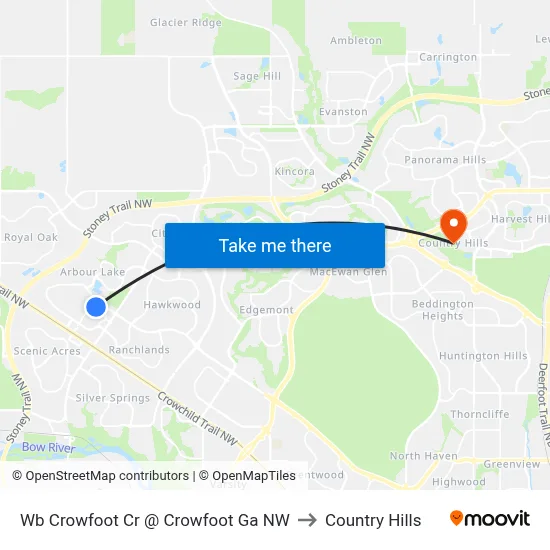 Wb Crowfoot Cr @ Crowfoot Ga NW to Country Hills map