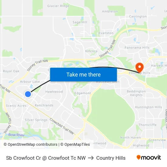 Sb  Crowfoot Cr @  Crowfoot Tc NW to Country Hills map