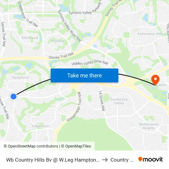 Wb Country Hills Bv @ W.Leg Hamptons Bv NW to Country Hills map