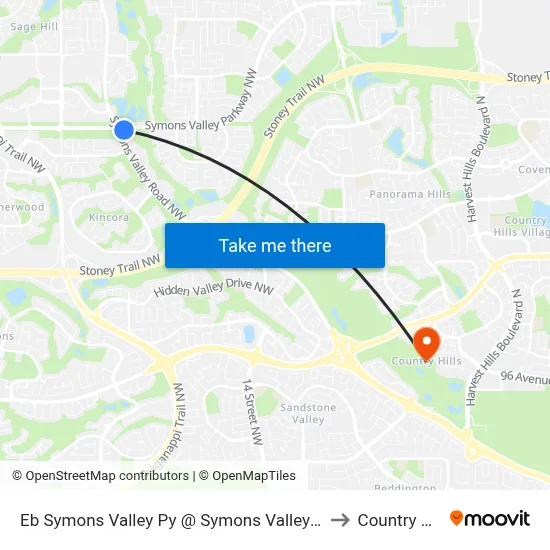Eb Symons Valley Py @ Symons Valley Rd NW to Country Hills map