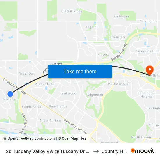 Sb Tuscany Valley Vw @ Tuscany  Dr NW to Country Hills map