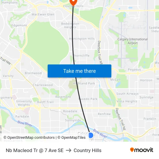 Nb Macleod Tr @ 7 Ave SE to Country Hills map