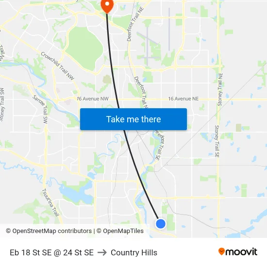 Eb 18 St SE @ 24 St SE to Country Hills map