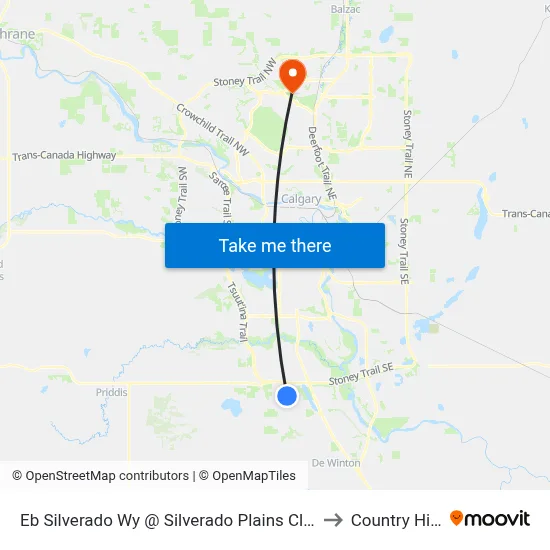 Eb Silverado Wy @ Silverado Plains Cl SW to Country Hills map