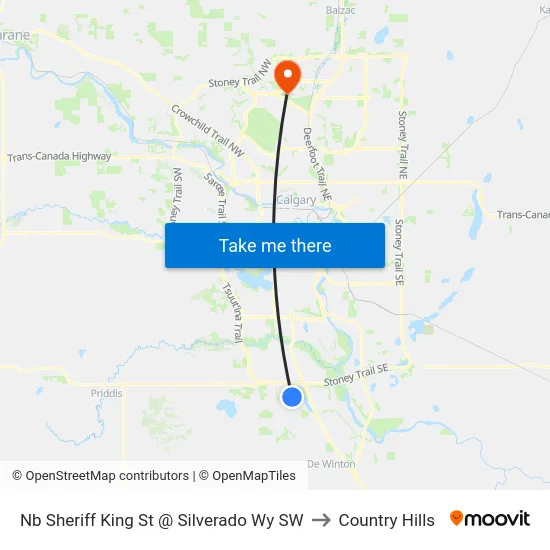 Nb Sheriff King St @ Silverado Wy SW to Country Hills map