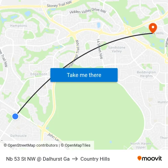 Nb 53 St NW @ Dalhurst Ga to Country Hills map