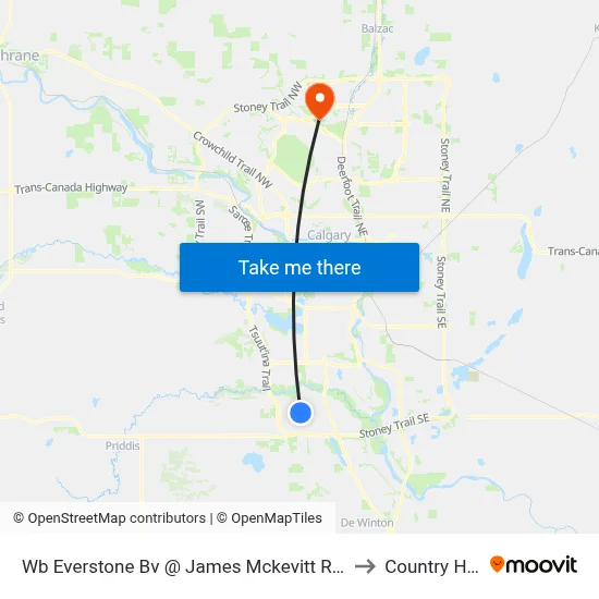 Wb Everstone Bv @ James Mckevitt Rd SW to Country Hills map