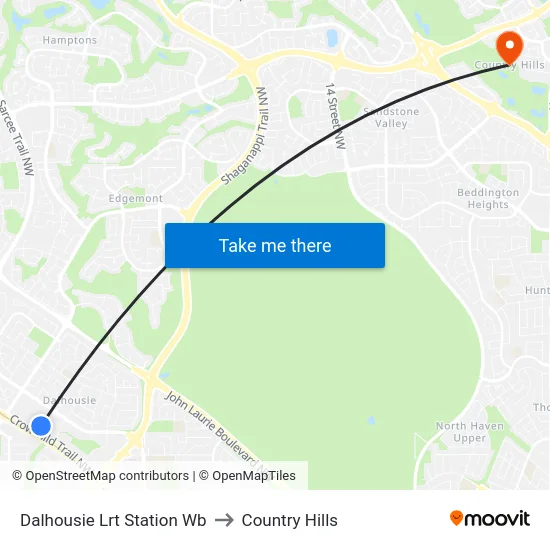 Dalhousie Lrt Station Wb to Country Hills map
