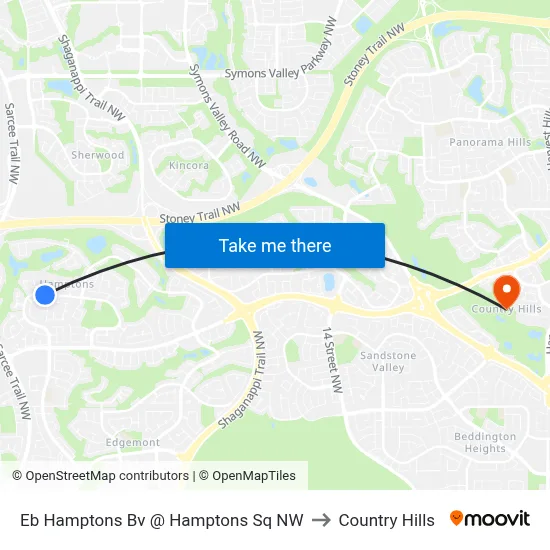 Eb Hamptons Bv @ Hamptons Sq NW to Country Hills map